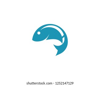 Fish logo template. Creative vector symbol of fishing club or online 