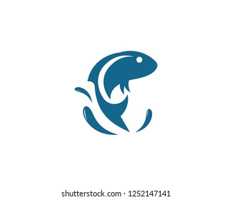 Fish logo template. Creative vector symbol of fishing club or online 