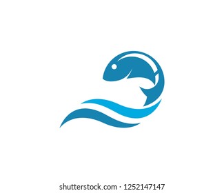 Fish logo template. Creative vector symbol of fishing club or online 