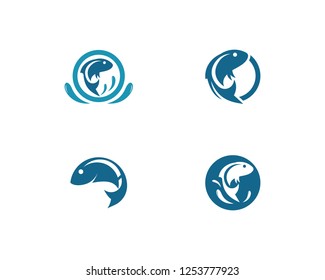 Fish logo template. Creative vector symbol of fishing club or online