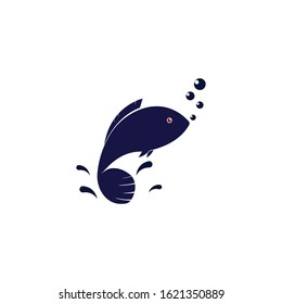 Fish logo template. Creative vector symbol of fishing club or online 