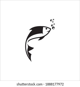 Fish logo template. Creative vector symbol of fishing club or online 