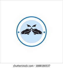 Fish logo template. Creative vector symbol of fishing club or online 