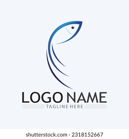 Fish logo template Creative vector symbol aquatic animals