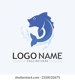 Fish logo template Creative vector symbol aquatic animals