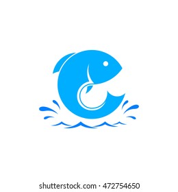 Fish logo template. Creative vector symbol of fishing club or online shop. Icon with place for text.