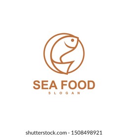 fish logo template, design concept vector, sea food