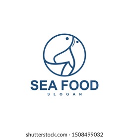 fish logo template, design concept vector, sea food