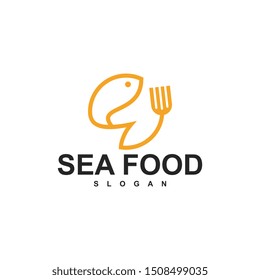 fish logo template, design concept vector, sea food