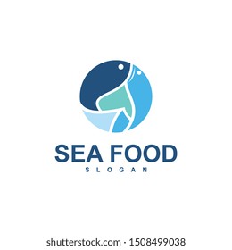 fish logo template, design concept vector, sea food