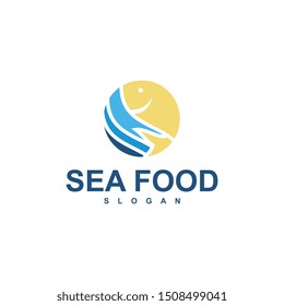 fish logo template, design concept vector, sea food