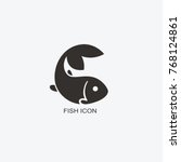 Fish logo template for design. Icon of seafood restaurant. Illustration of graphic flat style