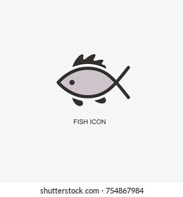 Fish logo template for design. Icon of seafood restaurant.
Animals in a natural environment. Illustration of graphic flat style