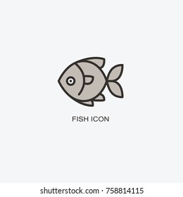 Fish logo template for design. Icon of seafood restaurant.
Animals in a natural environment. Illustration of graphic flat style