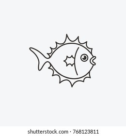 Fish logo template for design. Icon of seafood restaurant.
Animals in a natural environment. Illustration of graphic flat style