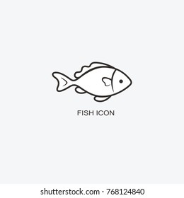 Fish logo template for design. Icon of seafood restaurant. Illustration of graphic flat style