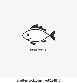 Fish logo template for design. Icon of seafood restaurant. Illustration of graphic flat style