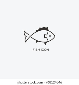 Fish logo template for design. Icon of seafood restaurant. Illustration of graphic flat style