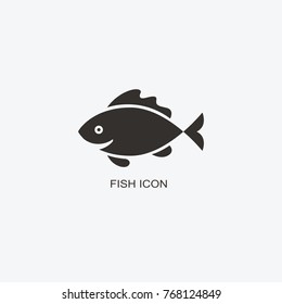 Fish logo template for design. Icon of seafood restaurant. Illustration of graphic flat style