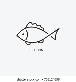 Fish logo template for design. Icon of seafood restaurant. Illustration of graphic flat style