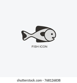 Fish logo template for design. Icon of seafood restaurant. Illustration of graphic flat style