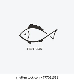 Fish logo template for design. Icon of seafood restaurant. Illustration of graphic flat style