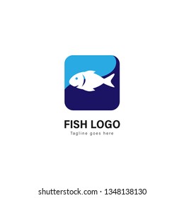 Fish logo template design. Fish logo with modern frame isolated on white background