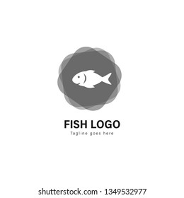 Fish logo template design. Fish logo with modern frame isolated on white background