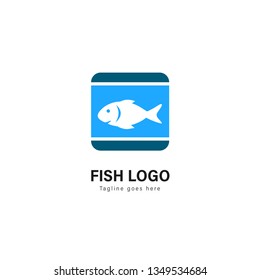 Fish logo template design. Fish logo with modern frame isolated on white background