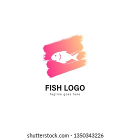 Fish logo template design. Fish logo with modern frame isolated on white background