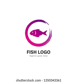 Fish logo template design. Fish logo with modern frame isolated on white background