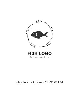 Fish logo template design. Fish logo with modern frame isolated on white background