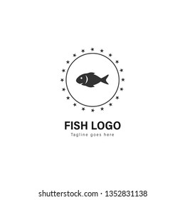 Fish logo template design. Fish logo with modern frame isolated on white background