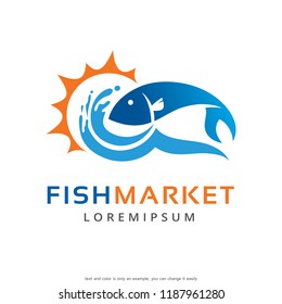 Fish Logo Template Design Vector, Emblem, Concept Design, Creative Symbol, Icon