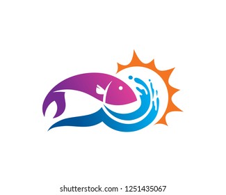 Fish Logo Template Design Vector, Emblem, Concept Design, Creative Symbol, Icon