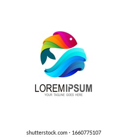 Fish logo template. Fresh seafood logo template design. Vector illustration, Tuna. Salmon. Seafood restaurant.