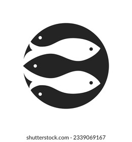 plantilla de logotipo de pescado. Identidad de la marca Ilustración de iconos. Ilustración aislada y plana. Gráfico vectorial
