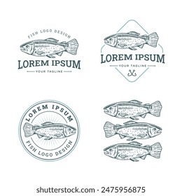 Fish logo template. Fish illustration vector icon