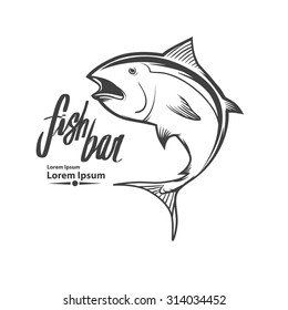 fish logo template, simple illustration, fishing concept, tuna