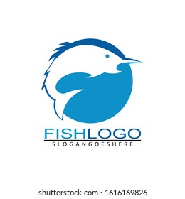Fish logo template. You can use for fishing shop, Sailing Shop, Marine Company and Restaurant. Vector Illustration. Eps.10