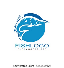 Fish logo template. You can use for fishing shop, Sailing Shop, Marine Company and Restaurant. Vector Illustration. Eps.10