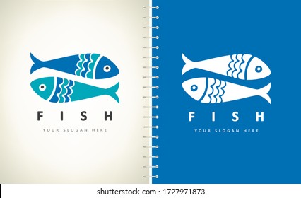 Fish logo. Underwater animals vector.