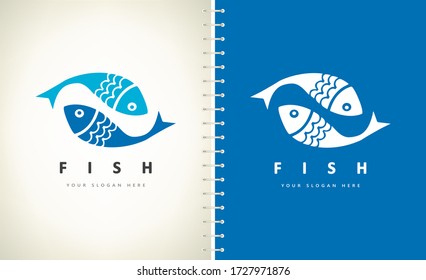 Fish logo. Underwater animals vector.