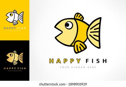 Fish logo. Underwater animals vector.