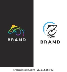 Ícone de identidade da marca comercial do vetor do logotipo do peixe