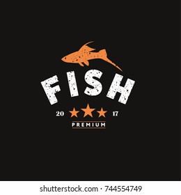 Fish Logo Vector Graphic Design. Flat Isolated Illustration  Vintage Style