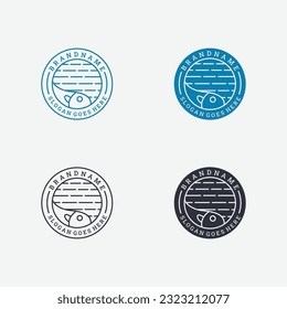 Ilustración del logotipo del pez icono del vector hipster vintage retro.
