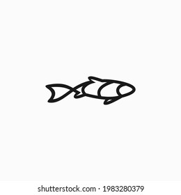 Fish logo vector icon line outline