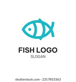 FISH LOGO VECTOR ILLUSTRATION IN OUTLINE STYLE