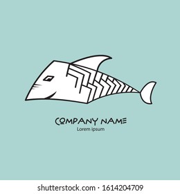 Fish logo vector illustration template, web icon, sign, cute fish cartoon, japan concept